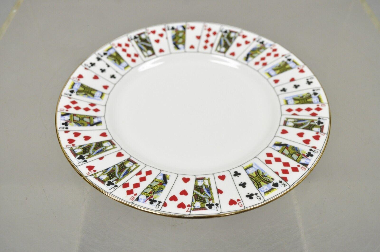 Tiffany & Co Staffordshire England Playing Cards China 8.25 Round Plates - Set of 3. (3) 8.25