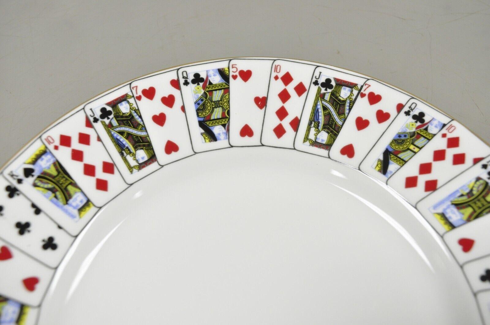 Tiffany & Co Staffordshire England Playing Card China 8.25 Round Plates Set of 3 In Good Condition In Philadelphia, PA