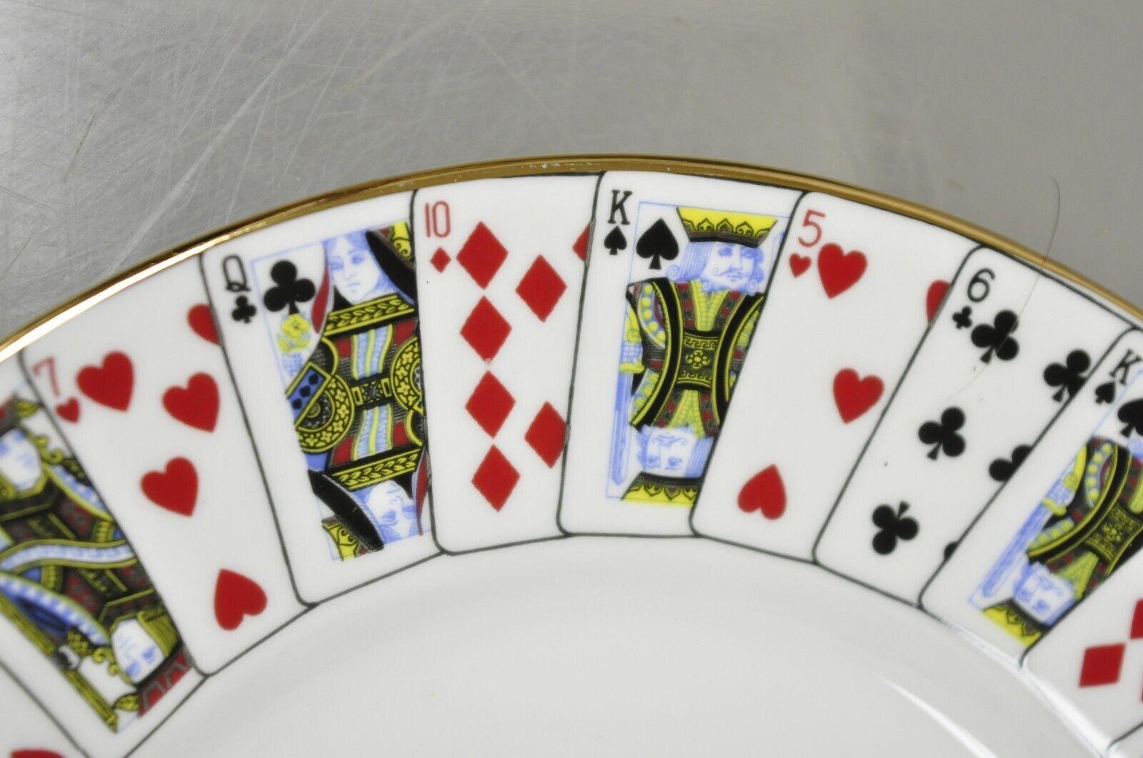 Porcelain Tiffany & Co Staffordshire England Playing Card China 8.25 Round Plates Set of 3
