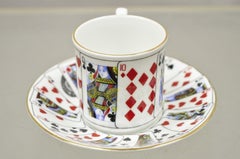 Tiffany & Co Staffordshire Playing Cards Demitasse Tea Cup & Saucer, Set of 4