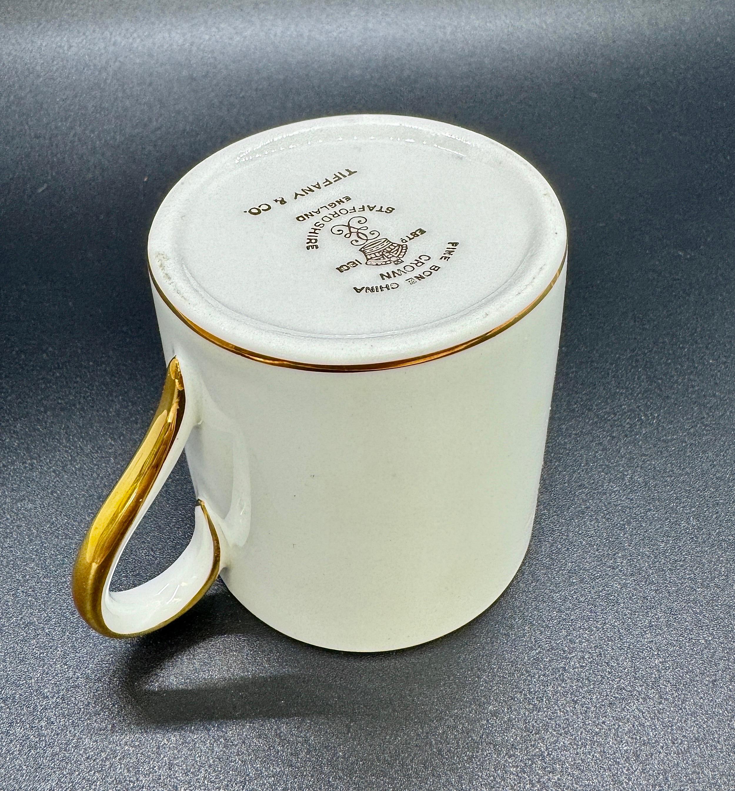 20th Century Tiffany & co staffordshire Porcelain Tea Cups and Saucers, 12 Pieces For Sale