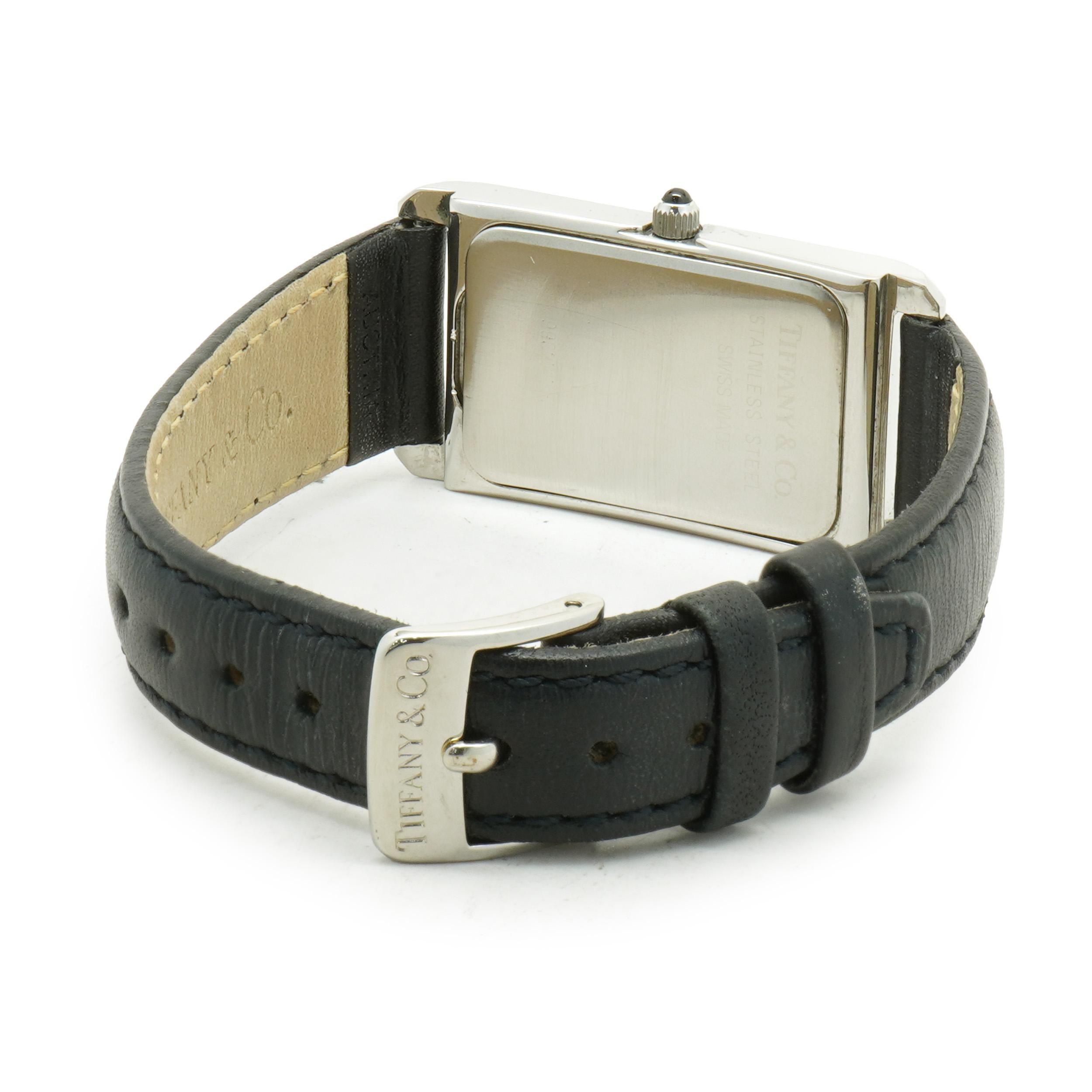 Tiffany & Co. Stainless Steel Classic Rectangular Dress Watch In Excellent Condition In Scottsdale, AZ