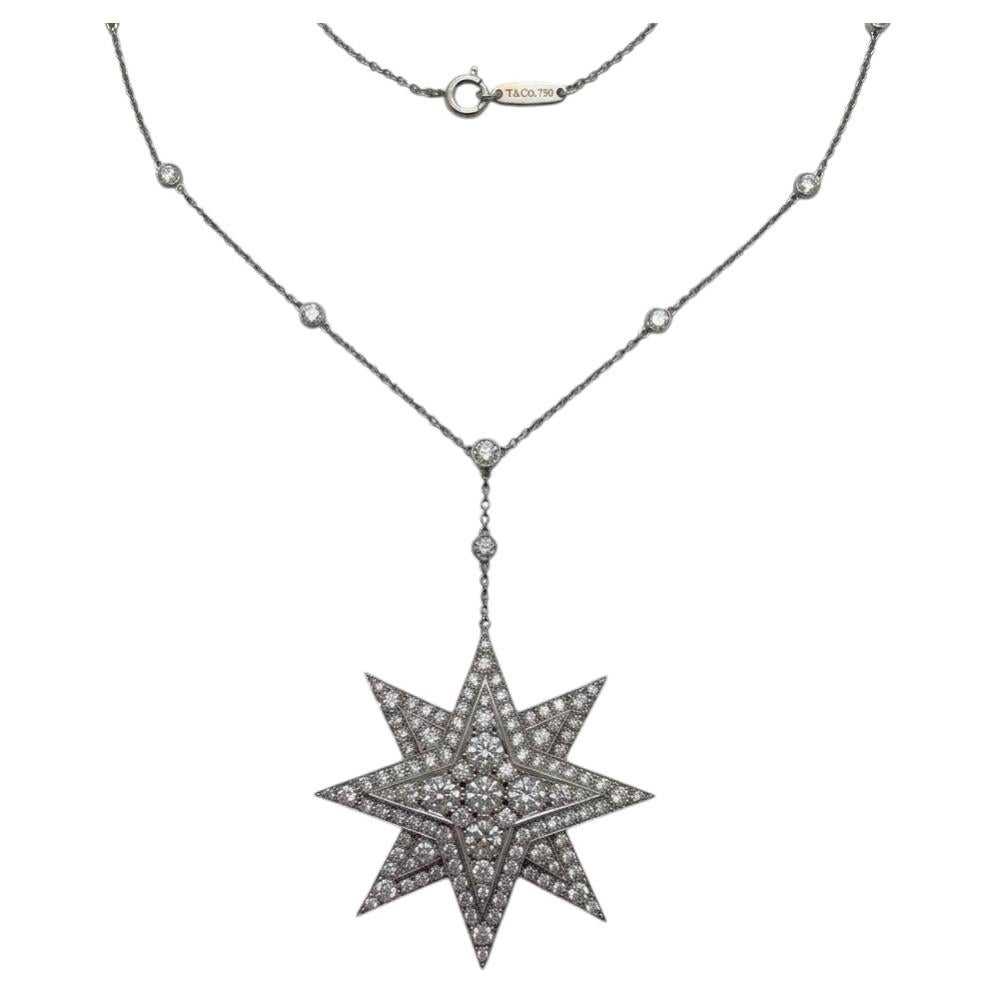 Tiffany & Co. Collier avec pendentif en platine orné d'un diamant de 7 carats en forme d'étoile