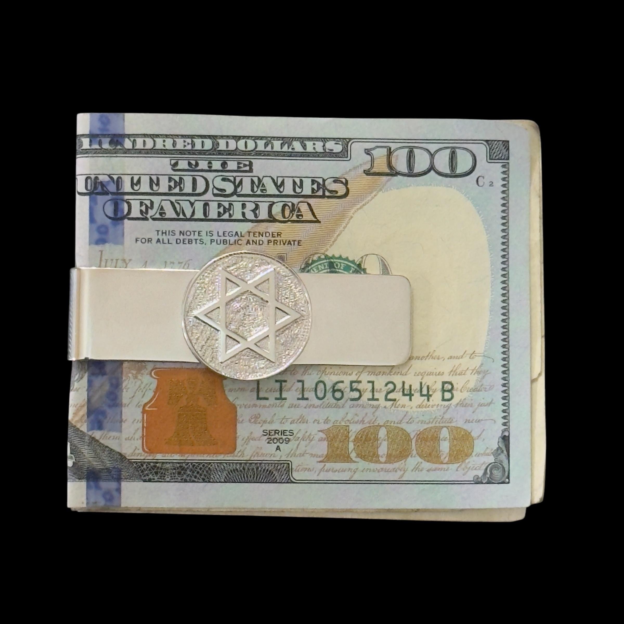 Tiffany & Co Star Of David Money Clip Sterling Silver Estate In Good Condition For Sale In Brooklyn, NY