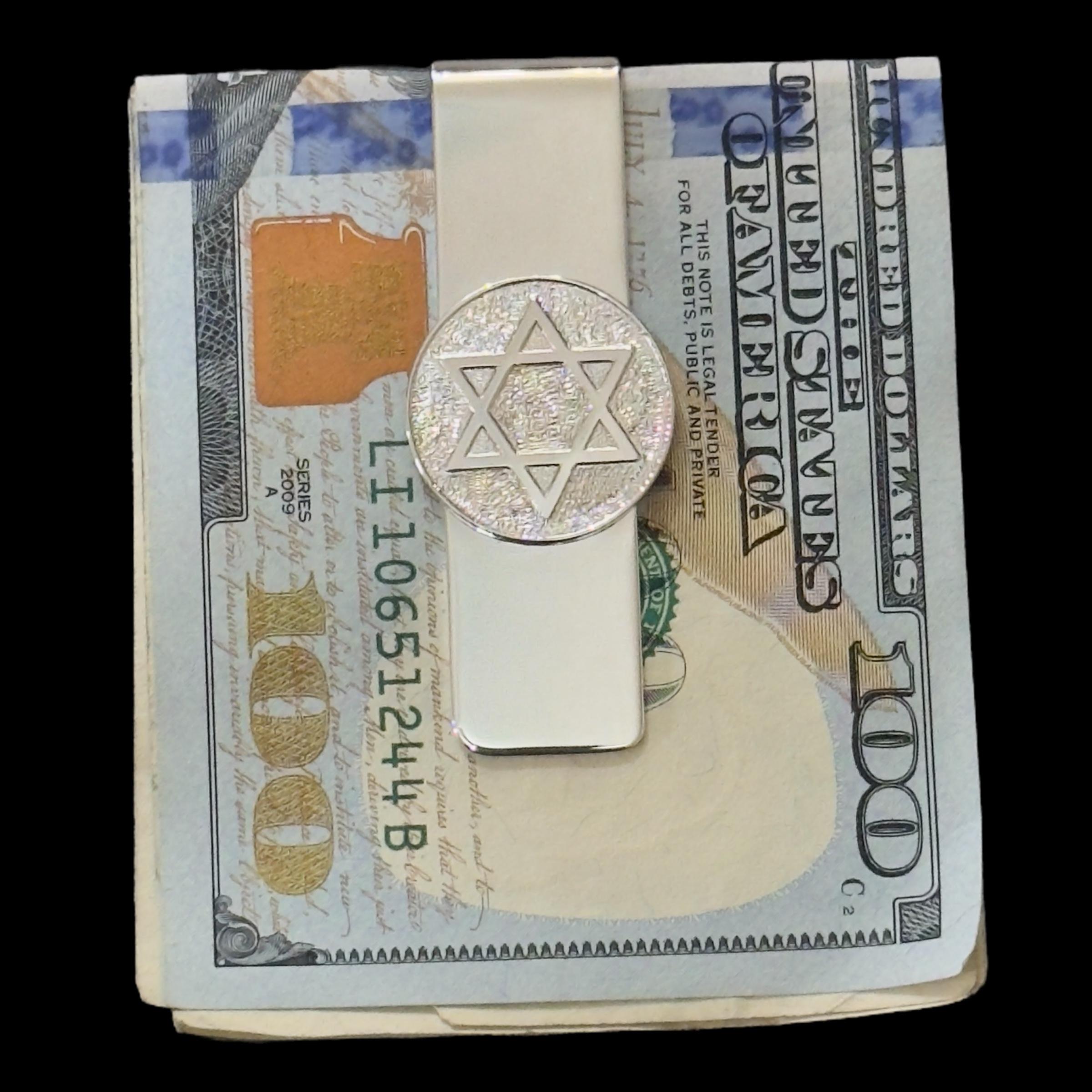 Women's or Men's Tiffany & Co Star Of David Money Clip Sterling Silver Estate For Sale