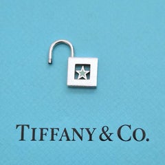 Tiffany & Co. Star Padlock Charm Pendant Sterling Silver with Blue Enamel