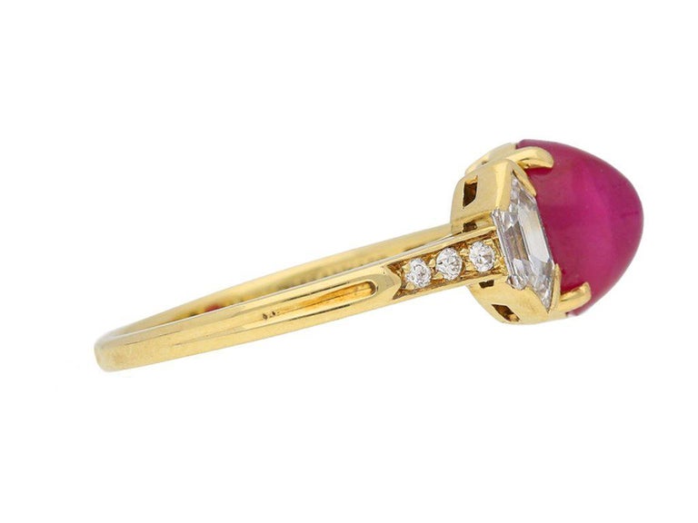 Tiffany and Co. Star Ruby Diamond Gold Ring For Sale at 1stDibs