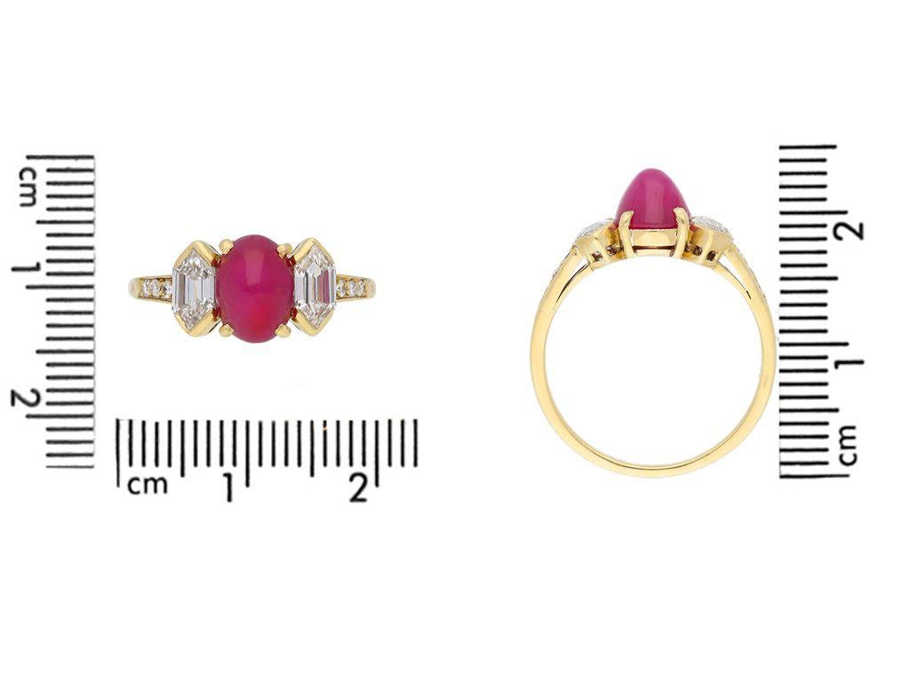 Cabochon Tiffany & Co. Star Ruby Diamond Gold Ring  For Sale