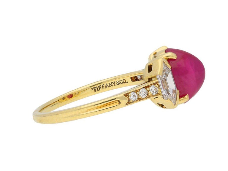 Tiffany and Co. Star Ruby Diamond Gold Ring For Sale at 1stDibs