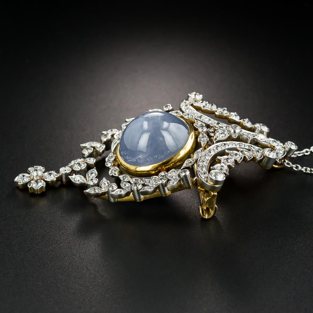 Belle Époque Tiffany & Co. Star Sapphire and Diamond Pendant/Brooch