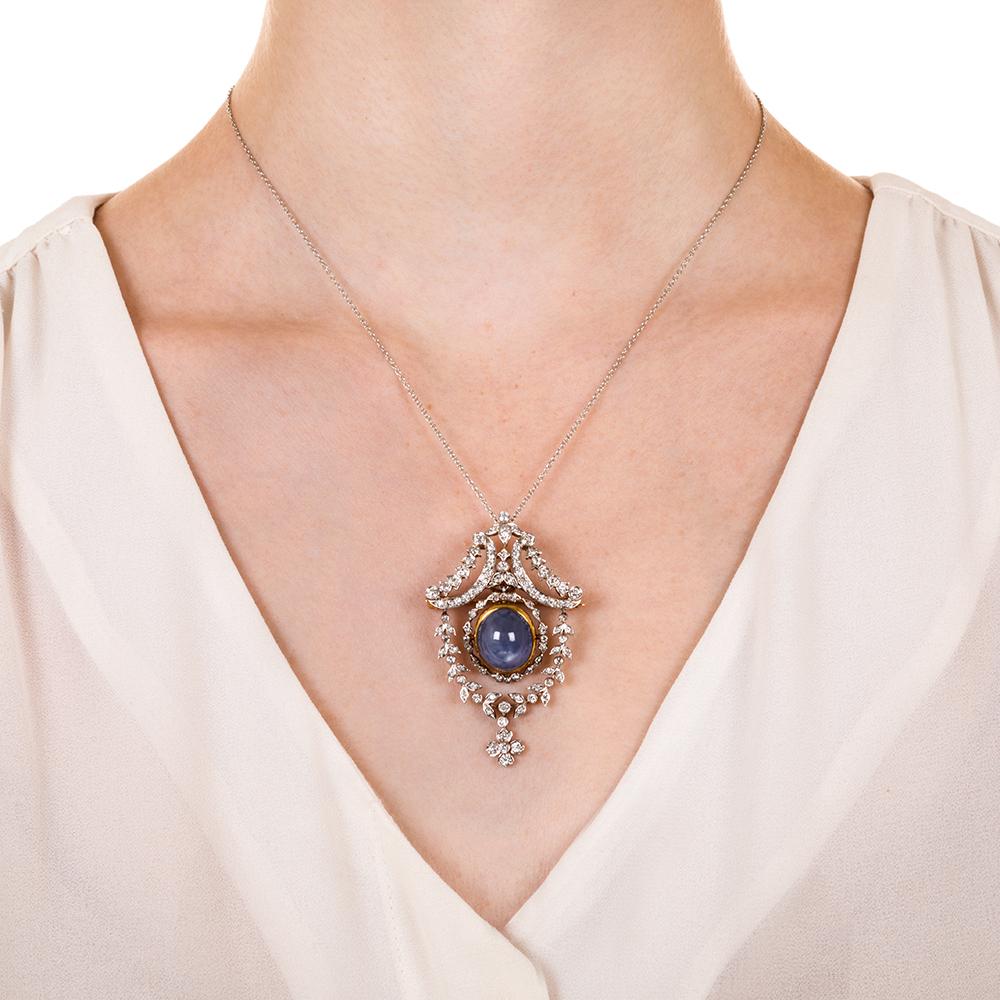 Tiffany & Co. Star Sapphire and Diamond Pendant/Brooch In Excellent Condition In San Francisco, CA