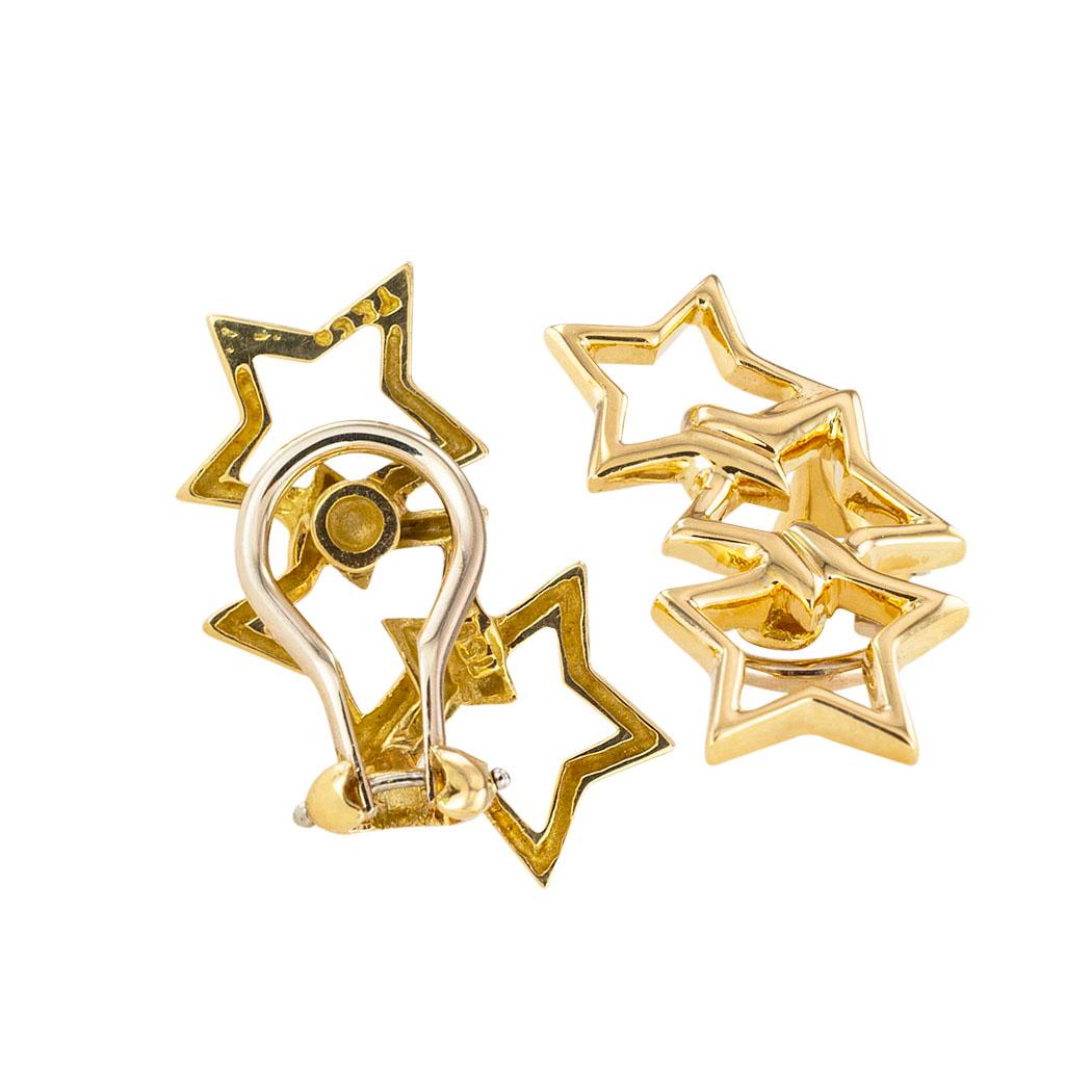 Tiffany & Co. Star Shaped Yellow Gold Clip On Earrings In Good Condition In Los Angeles, CA