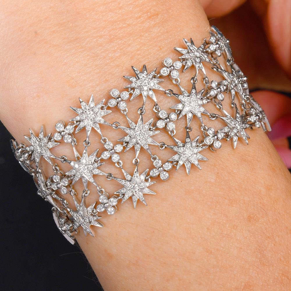Tiffany & Co. Pulsera ancha Starburst 6.02ct Diamantes Platino en venta 5