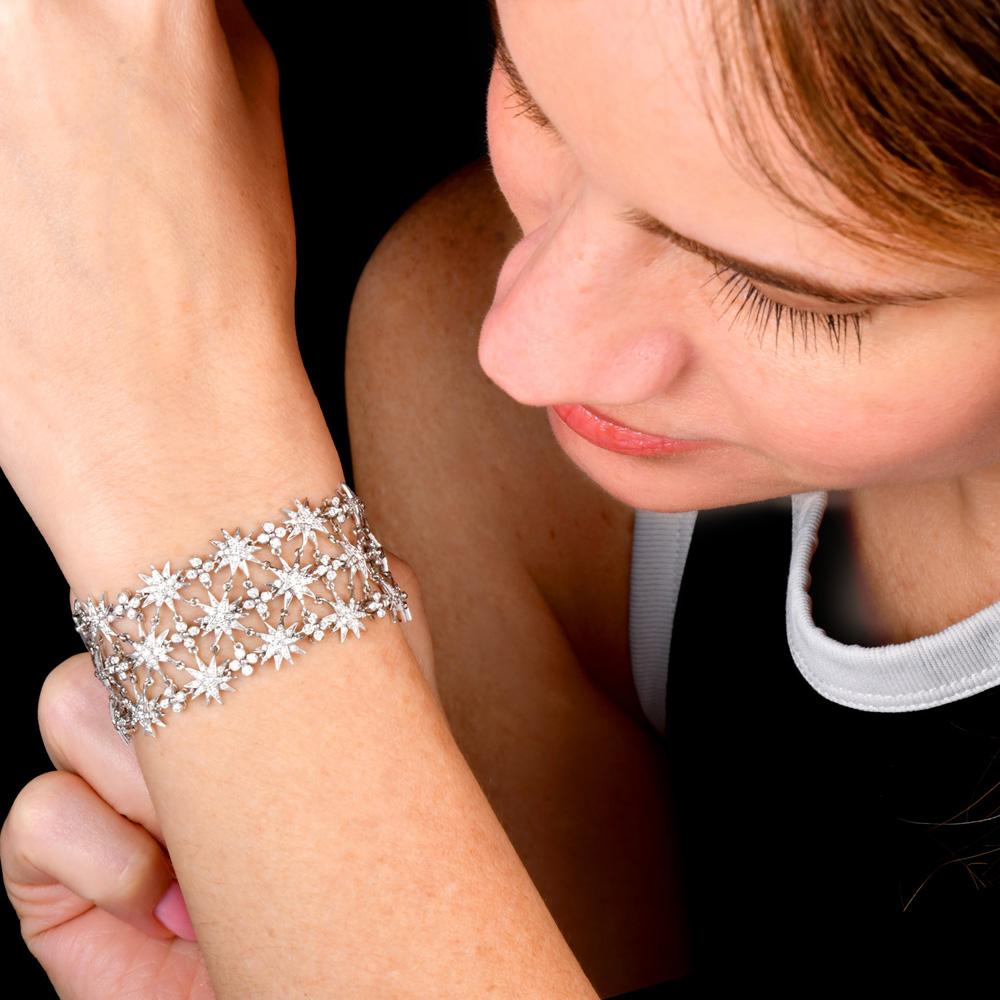Tiffany & Co. Pulsera ancha Starburst 6.02ct Diamantes Platino Corte redondo en venta