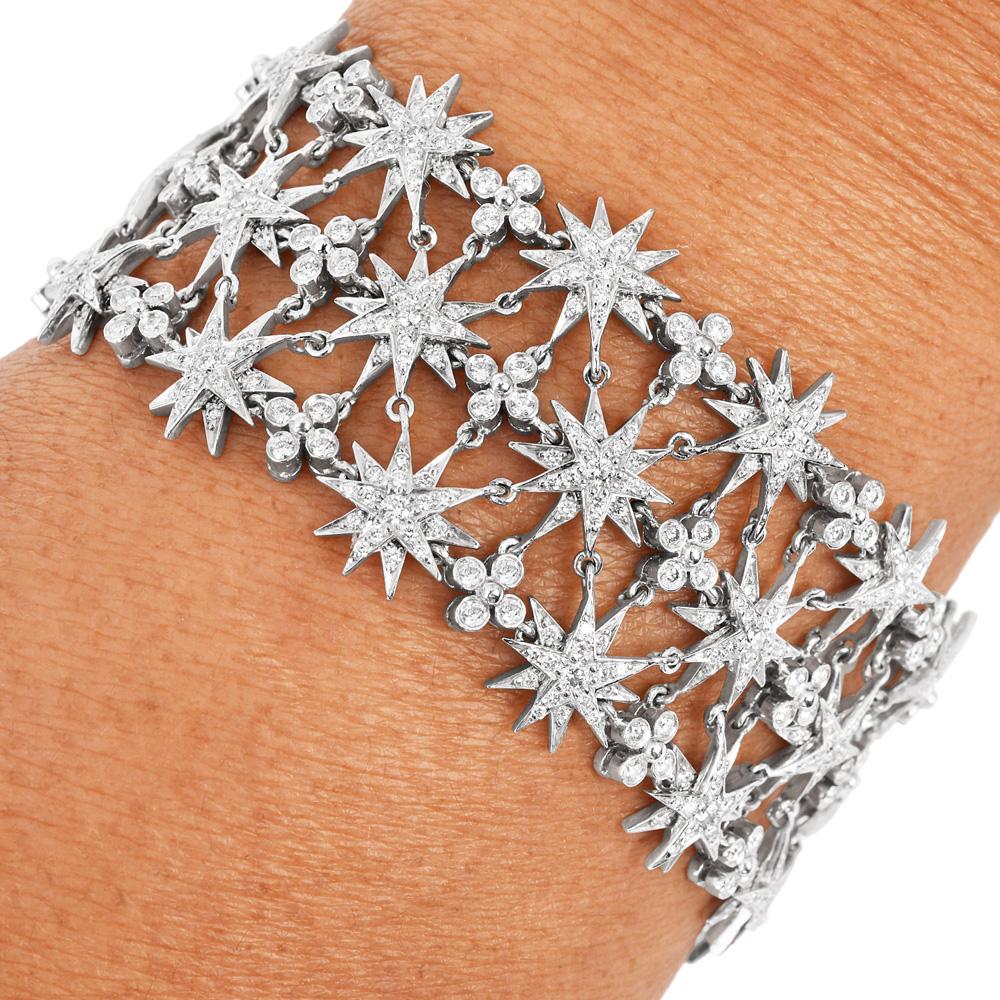 De las mujeres Tiffany & Co. Pulsera ancha Starburst 6.02ct Diamantes Platino en venta