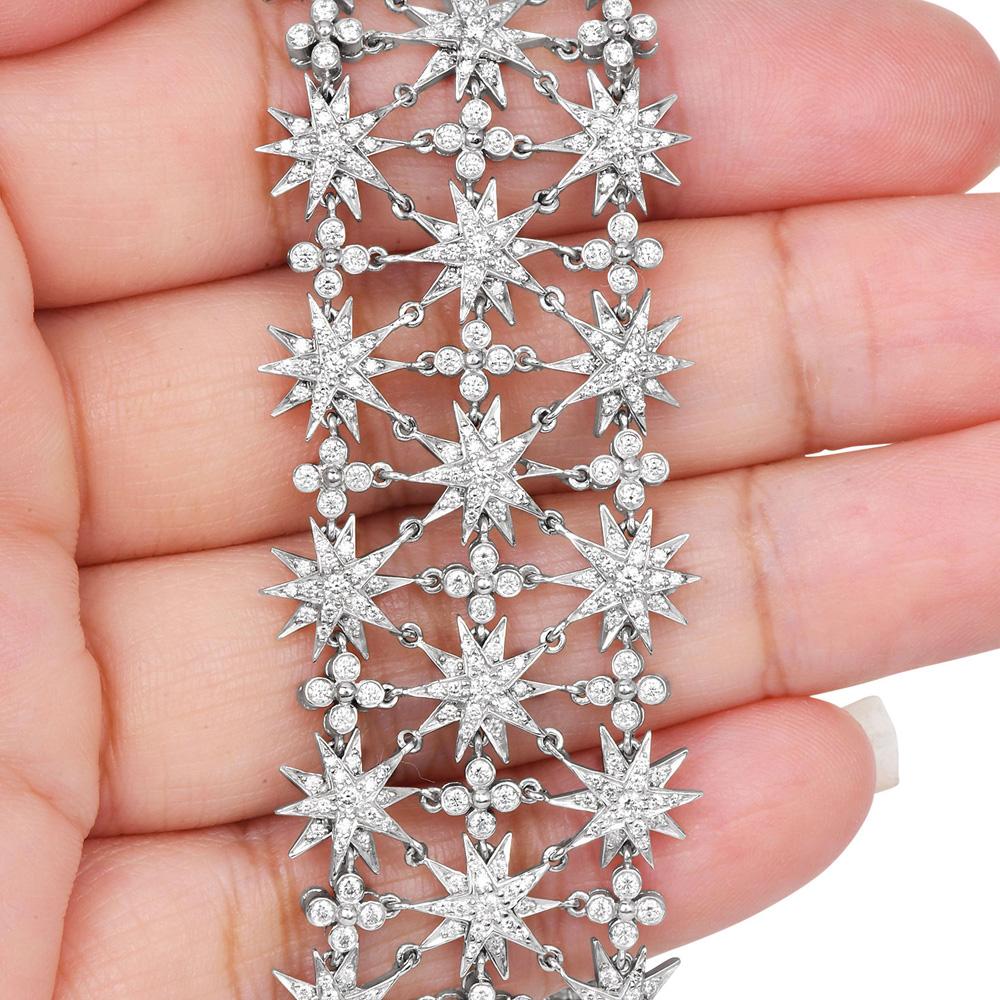 Tiffany & Co. Pulsera ancha Starburst 6.02ct Diamantes Platino en venta 2