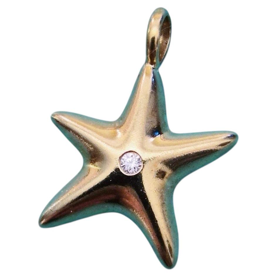 Tiffany & Co. Starfish 18k Yellow Gold and Diamond Charm Pendant