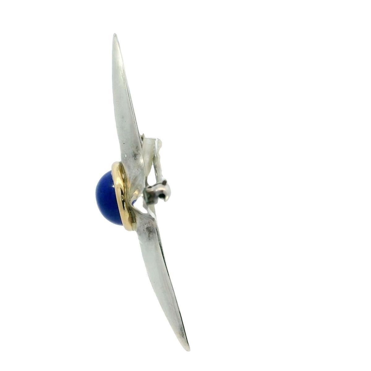 Modern Tiffany & Co. Starfish Brooch 18K and Sterling Silver With Lapis Center For Sale