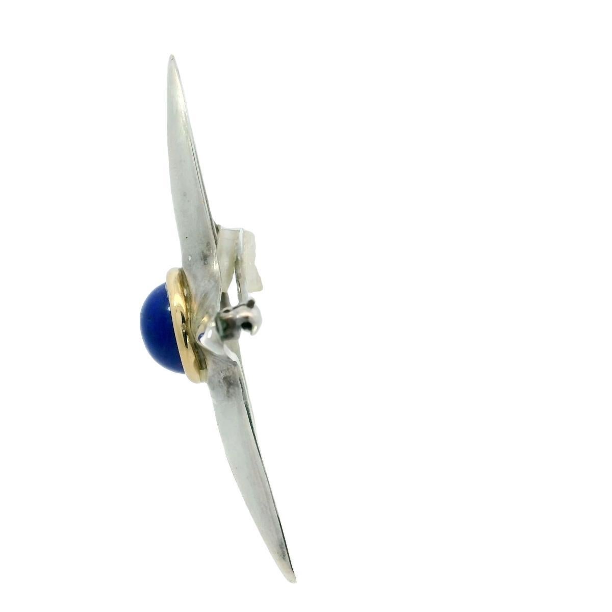 Tiffany & Co. Starfish Brooch 18K and Sterling Silver With Lapis Center For Sale 2