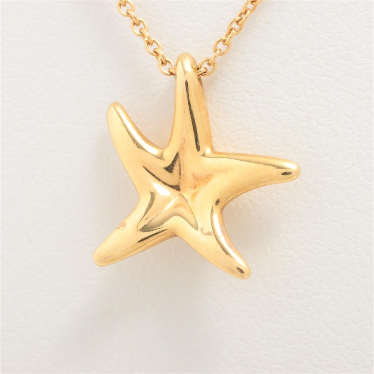Tiffany & Co. Starfish Diamond Pendant Necklace Gold In Good Condition In Indianapolis, IN