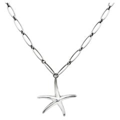Retro Tiffany & Co. Starfish Sterling Silver Pendant Necklace