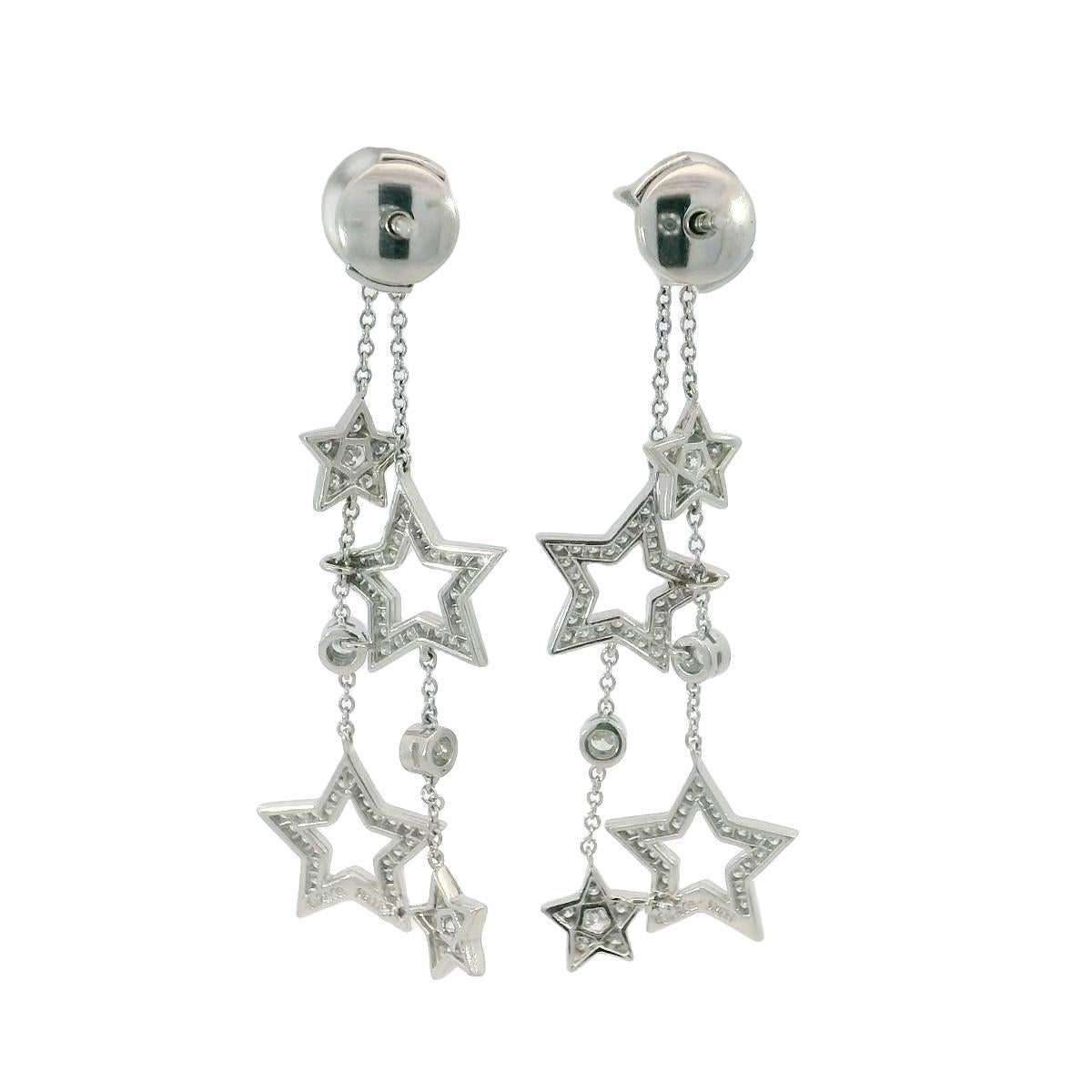 Taille ronde Tiffany & Co. Boucles d'oreilles pendantes avec diamant en platine ~1.33ctw en vente