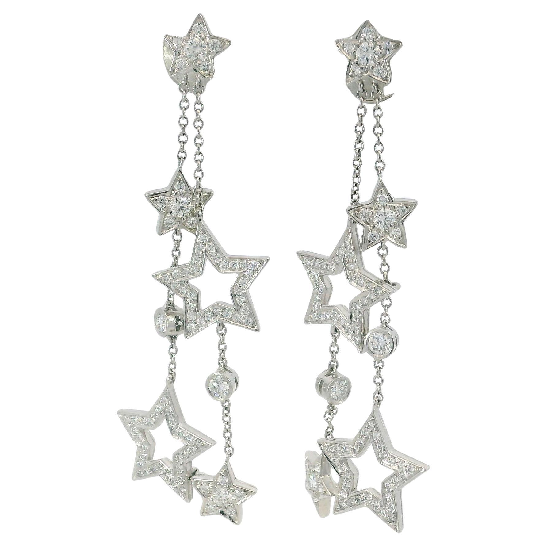 Tiffany & Co. Boucles d'oreilles pendantes avec diamant en platine ~1.33ctw en vente