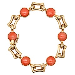 Tiffany & Co. Stations Chain Bracelet In 18Kt Yellow Gold With 16.68 Ctw Coral