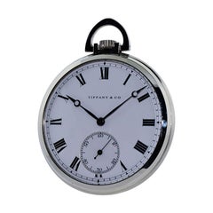 Tiffany & Co. Steel Art Deco Pocket watch with Exceptional Enamel Dial from 1930
