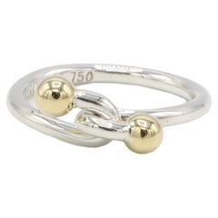 Tiffany & Co. Stelring Silver & Gold Ball and Hook Bypass Ring