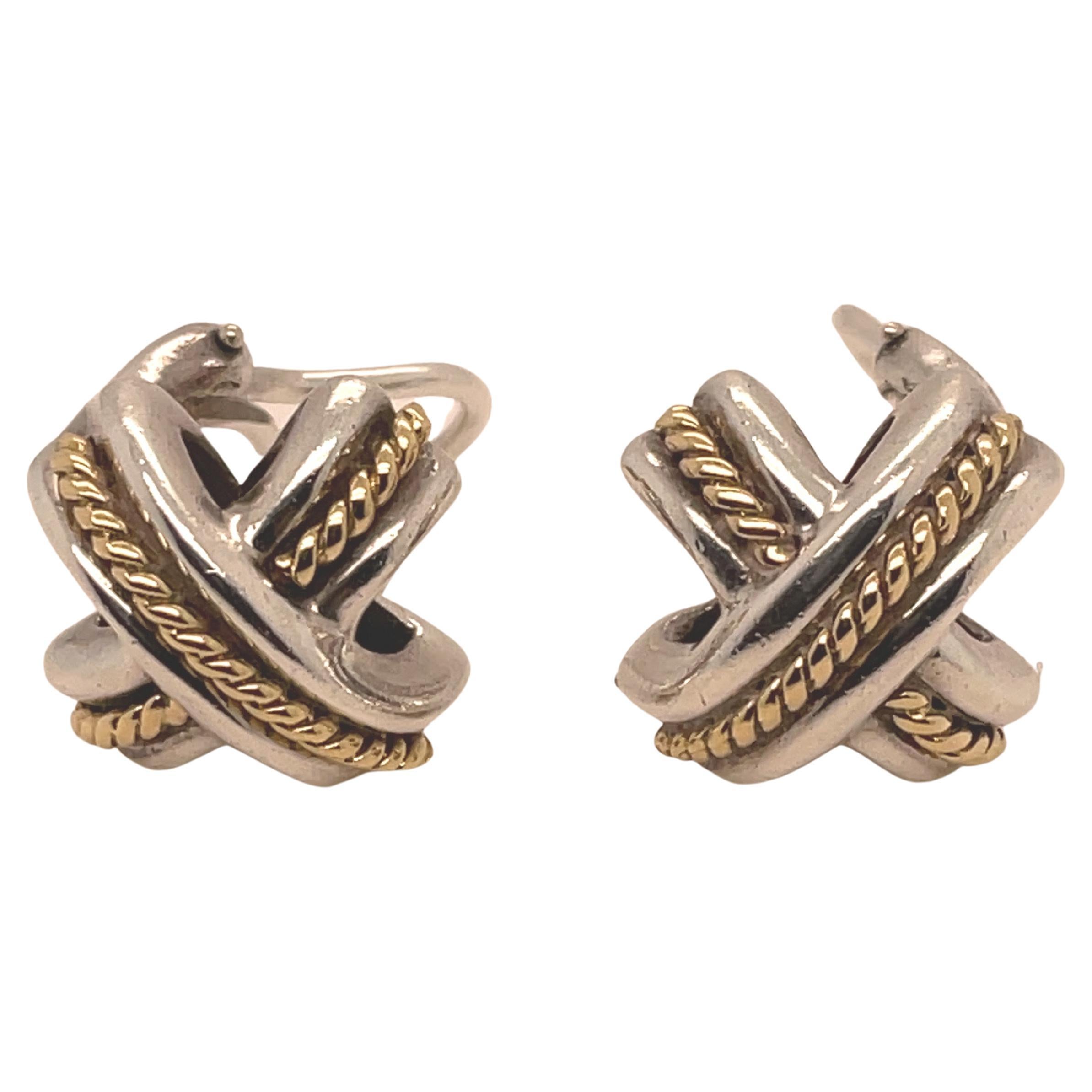 Tiffany & Co. Sterling 18k "X" Earrings