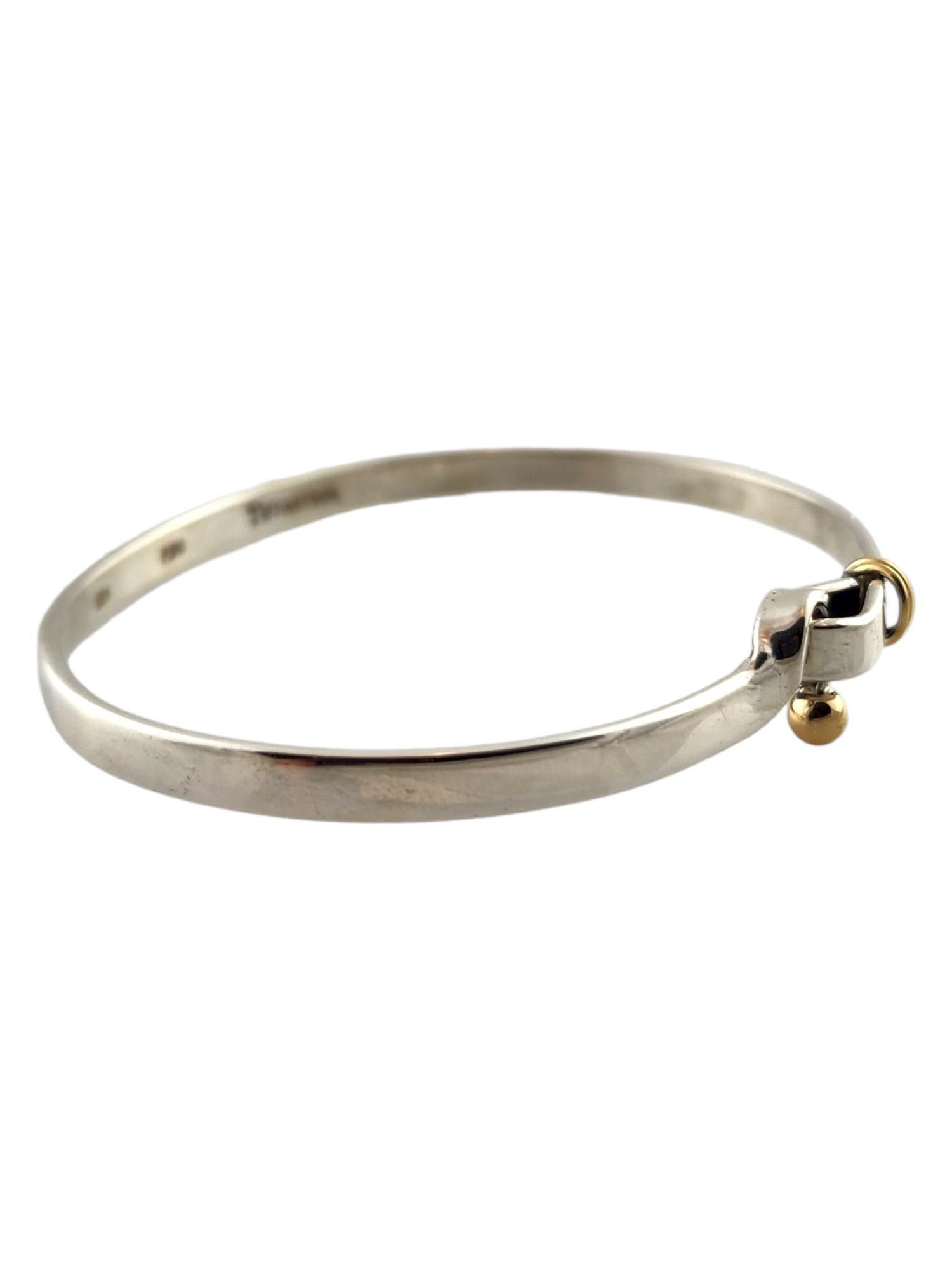 Tiffany & Co Sterling 18K Yellow Gold Hook and Eye Bangle Bracelet #18291 In Good Condition In Washington Depot, CT