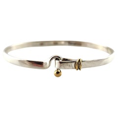 Tiffany & Co Sterling 18K Yellow Gold Hook and Eye Bangle Bracelet #18291