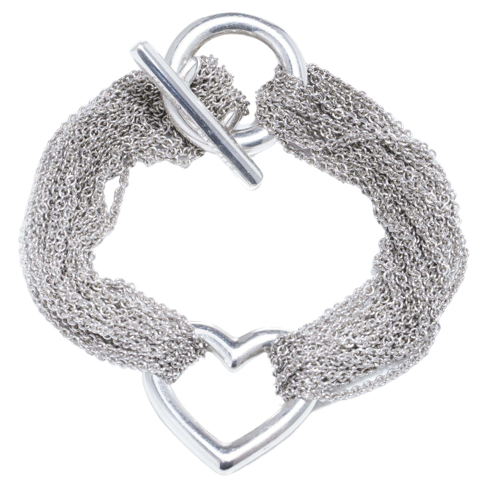 Tiffany & Co. sterling 925 silver chain bracelet with a heart-shaped pendant 