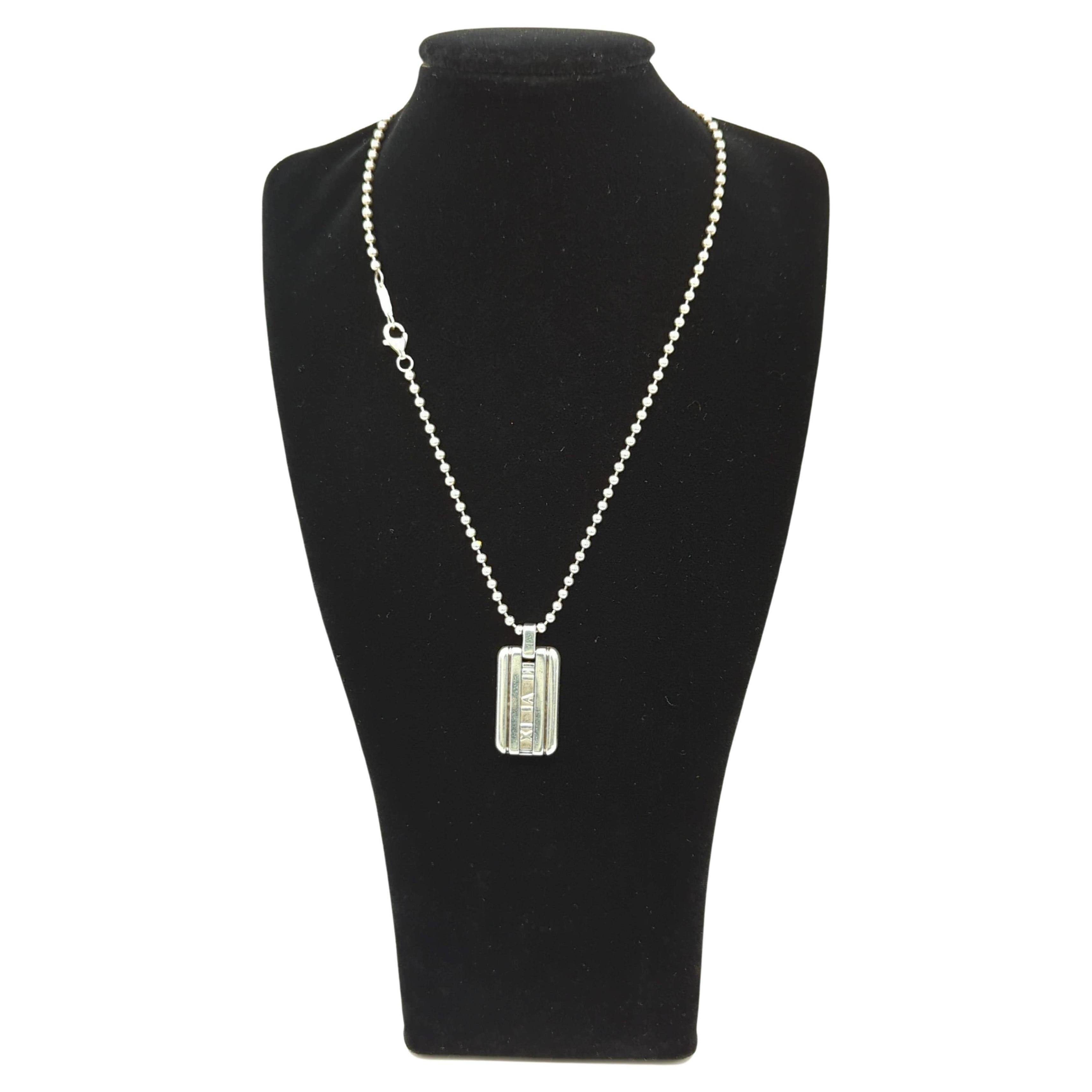 Tiffany & Co. Sterling 925 Silber Perlenkette Halskette Atlas Anhänger 15
