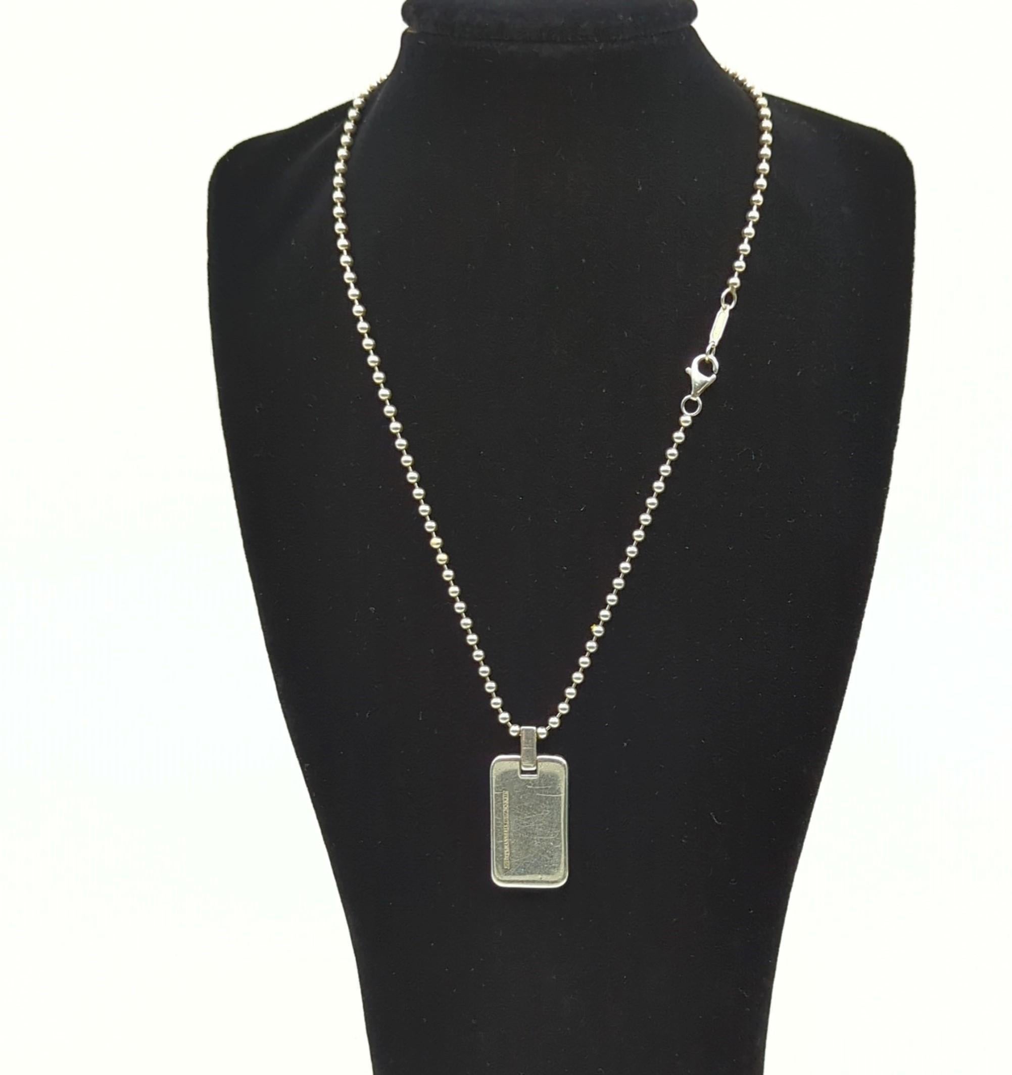 Women's or Men's Tiffany & Co. Sterling 925 Silver Bead Chain Necklace Atlas Pendant 15