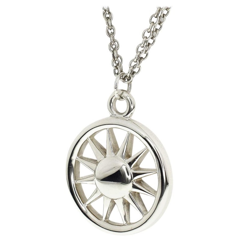 Tiffany and Co. Sterling 925 Silver Sun Pendant Necklace For Sale at