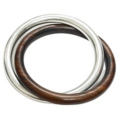 Tiffany & Co. Sterling and Ebony Wood Interlocking Bangle Bracelet