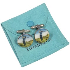 Tiffany & Co. Sterling and Enamel Golf Cufflinks
