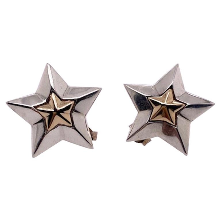 Tiffany & Co. Sterling and Gold Star Earrings For Sale
