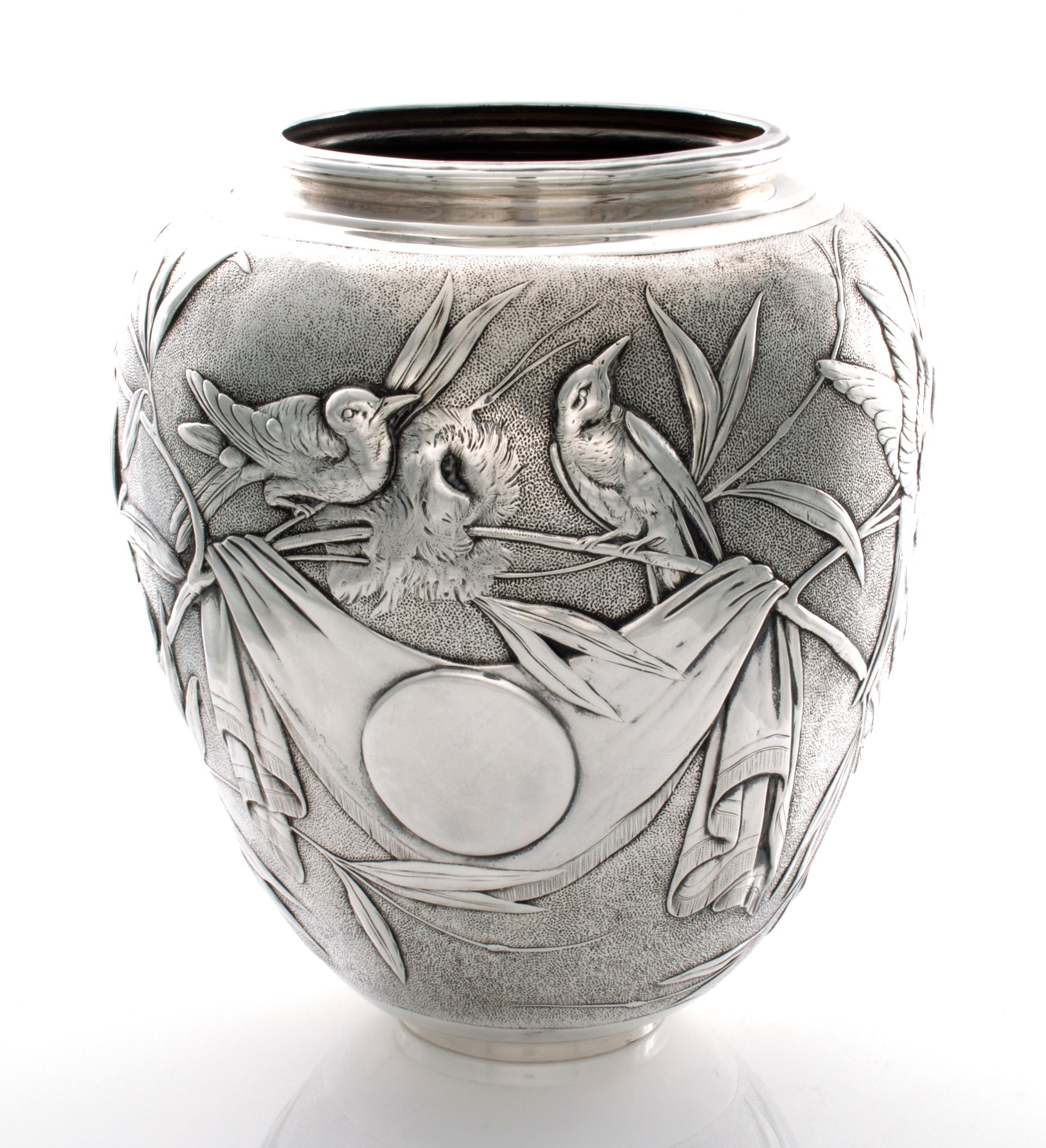 Modern Tiffany & Co. Sterling Audubon Vase