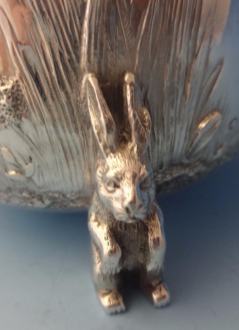 Tiffany and Co. Sterling Baby Cup with 3-D Rabbits Chased Grasses and ...