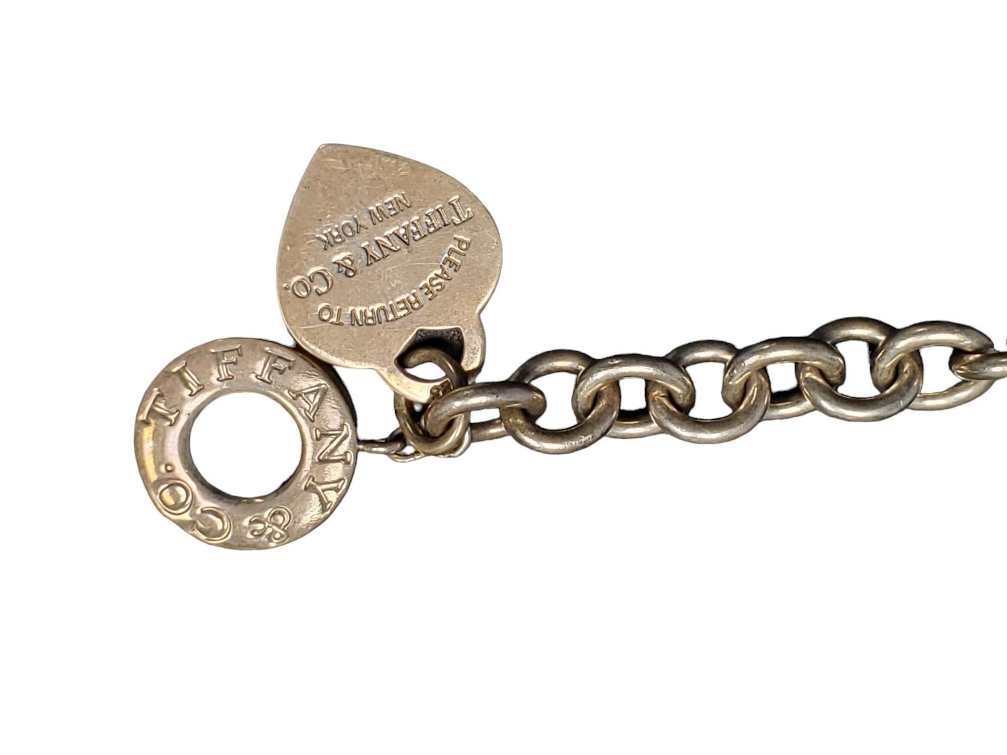 Tiffany & Co Sterling Bracelet Please Return to Tiffany Toggle Heart Chain In Good Condition For Sale In Overland Park, KS