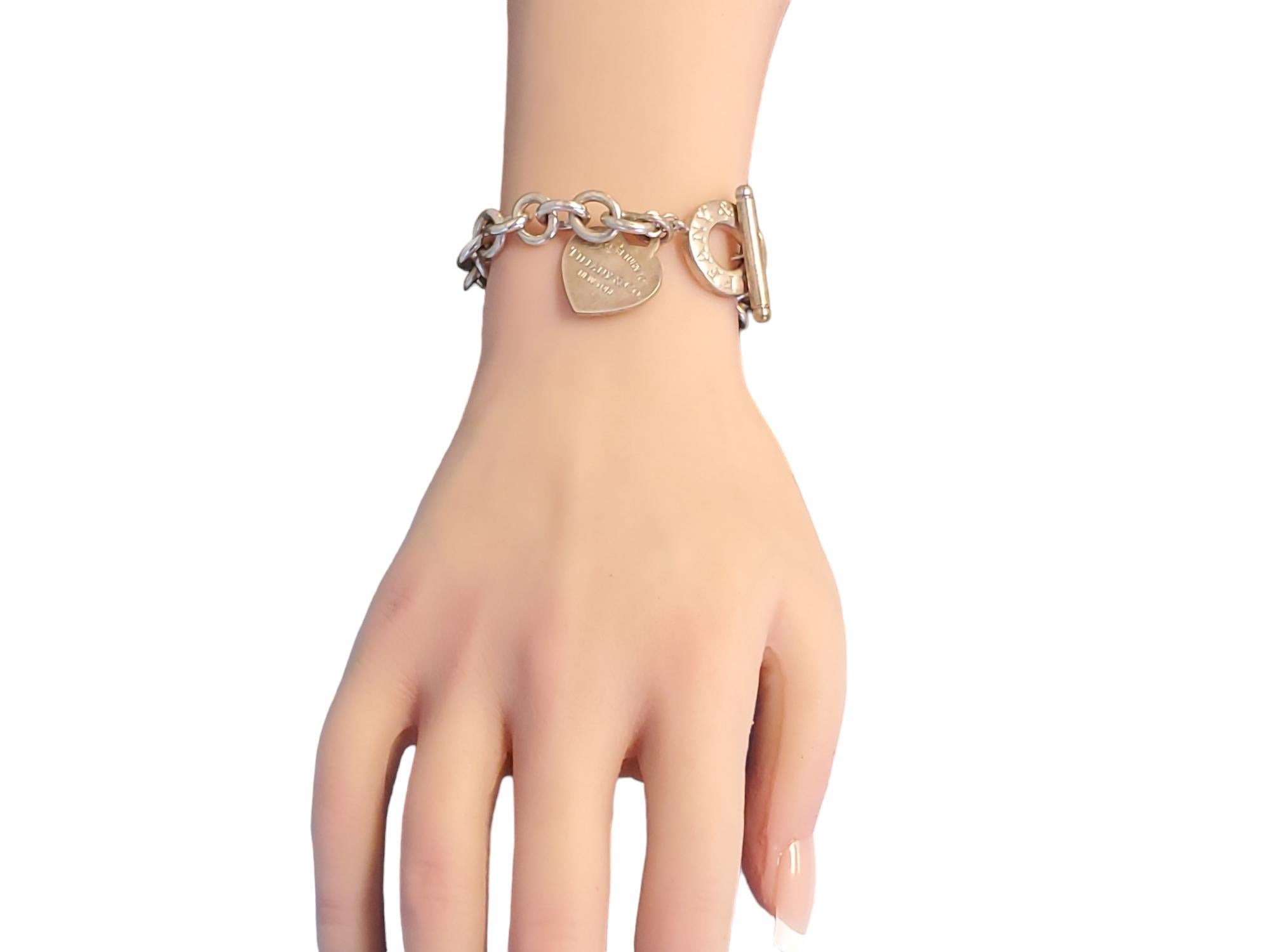 Women's Tiffany & Co Sterling Bracelet Please Return to Tiffany Toggle Heart Chain