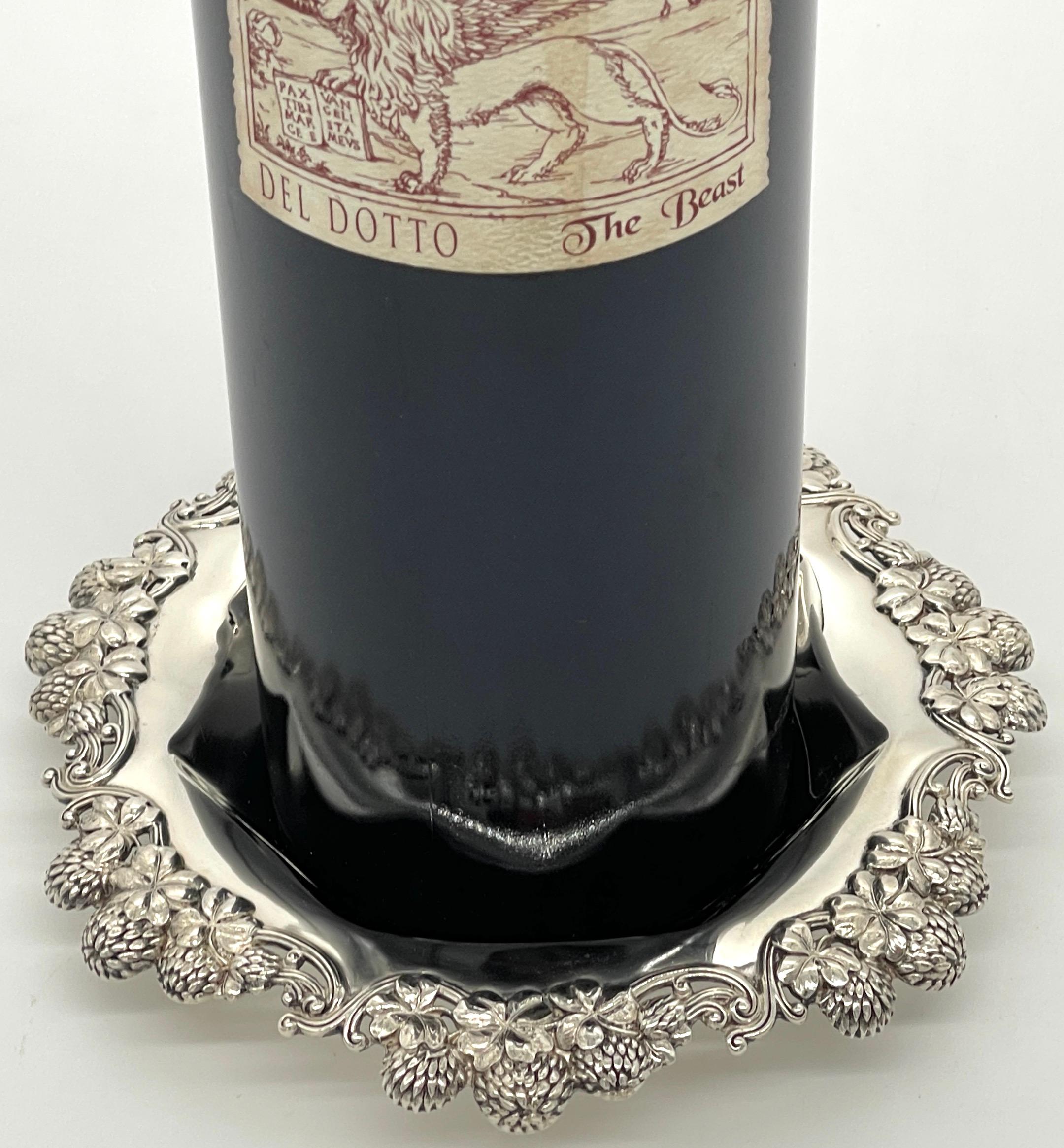 Américain Tiffany & Co. Sous-verre à vin en métal Sterling à motif de trèfle 