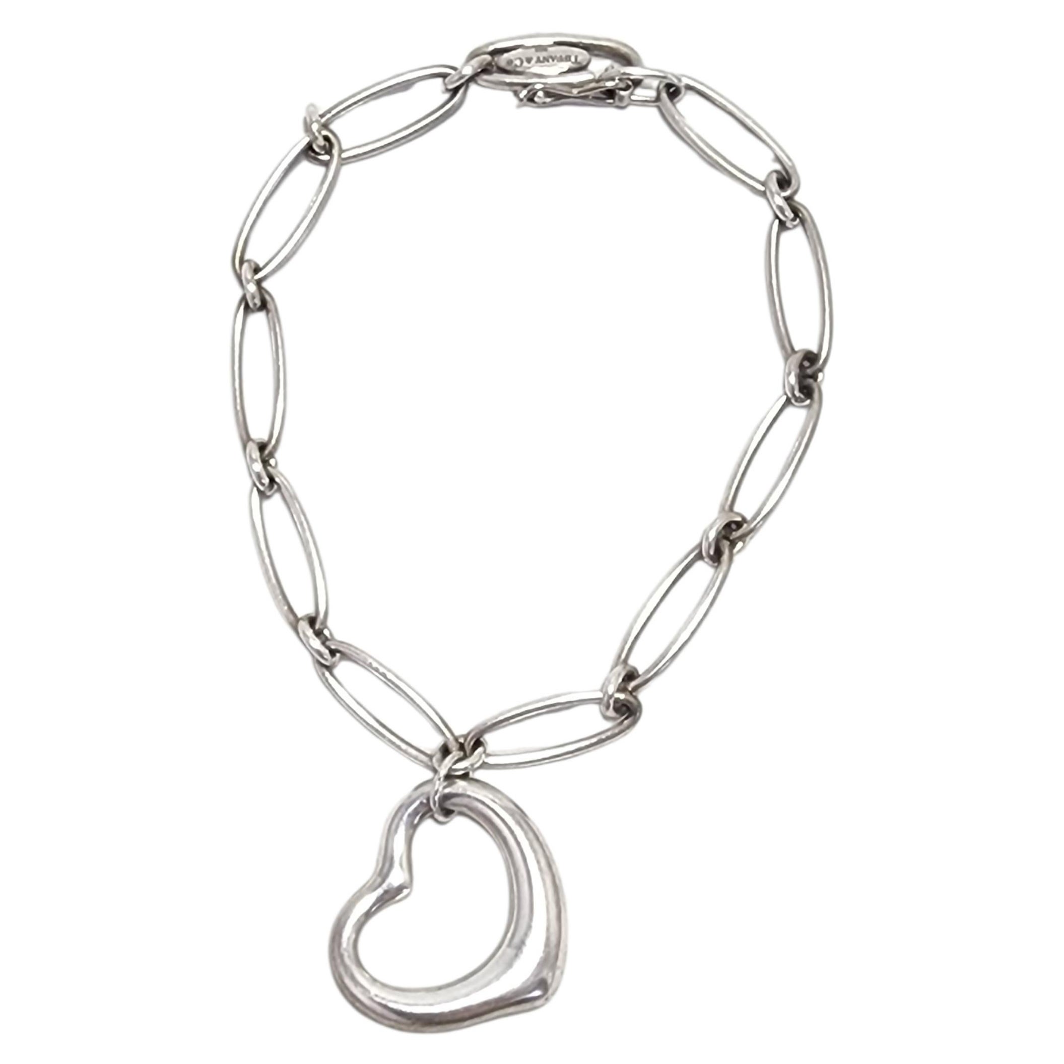 Tiffany 
Co Sterling Elsa Peretti Open Heart Paperclip Bracelet #23992 im Angebot