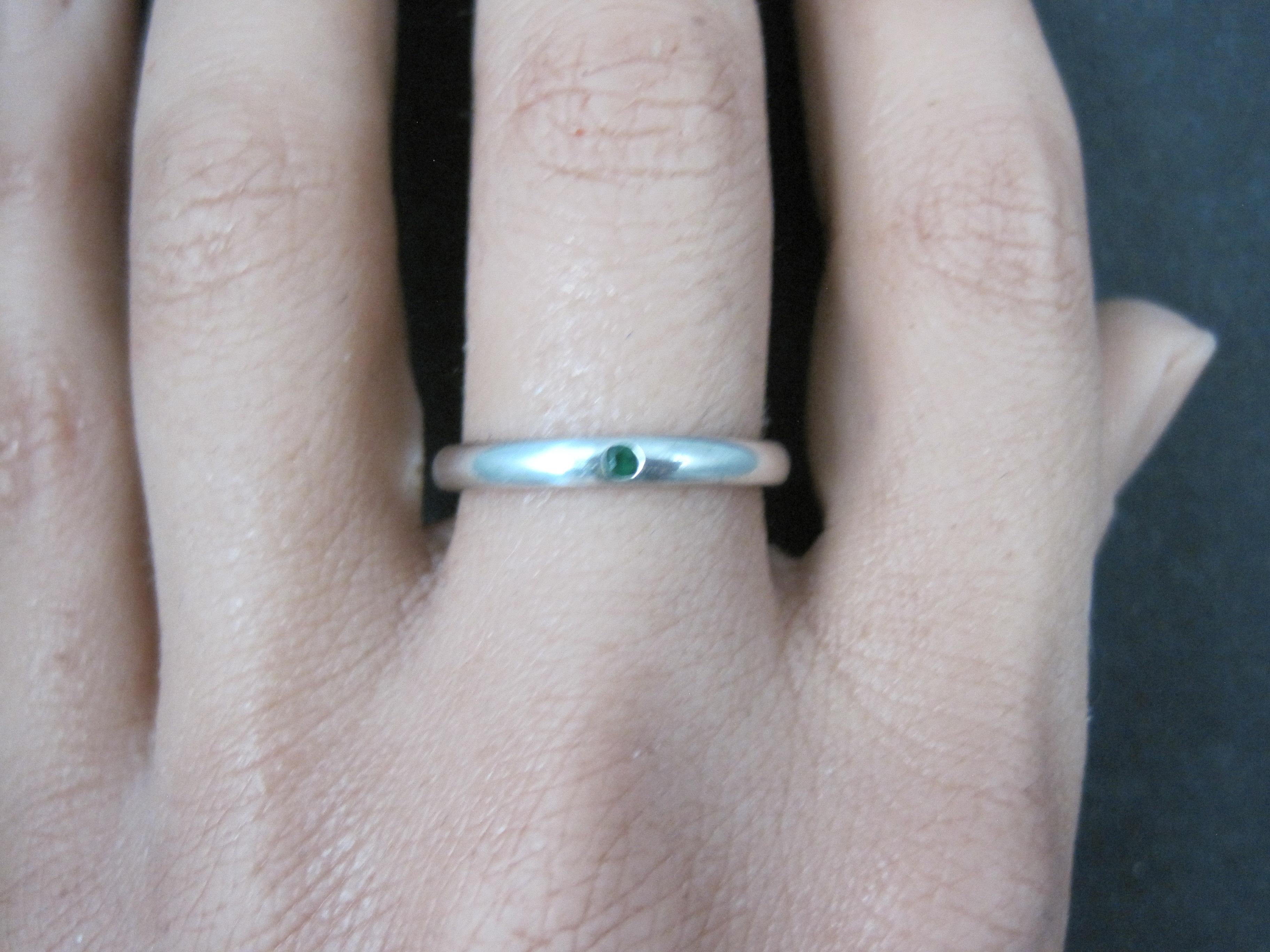 Tiffany & Co Sterling Emerald Band Ring Size 6.5 Elsa Peretti 3