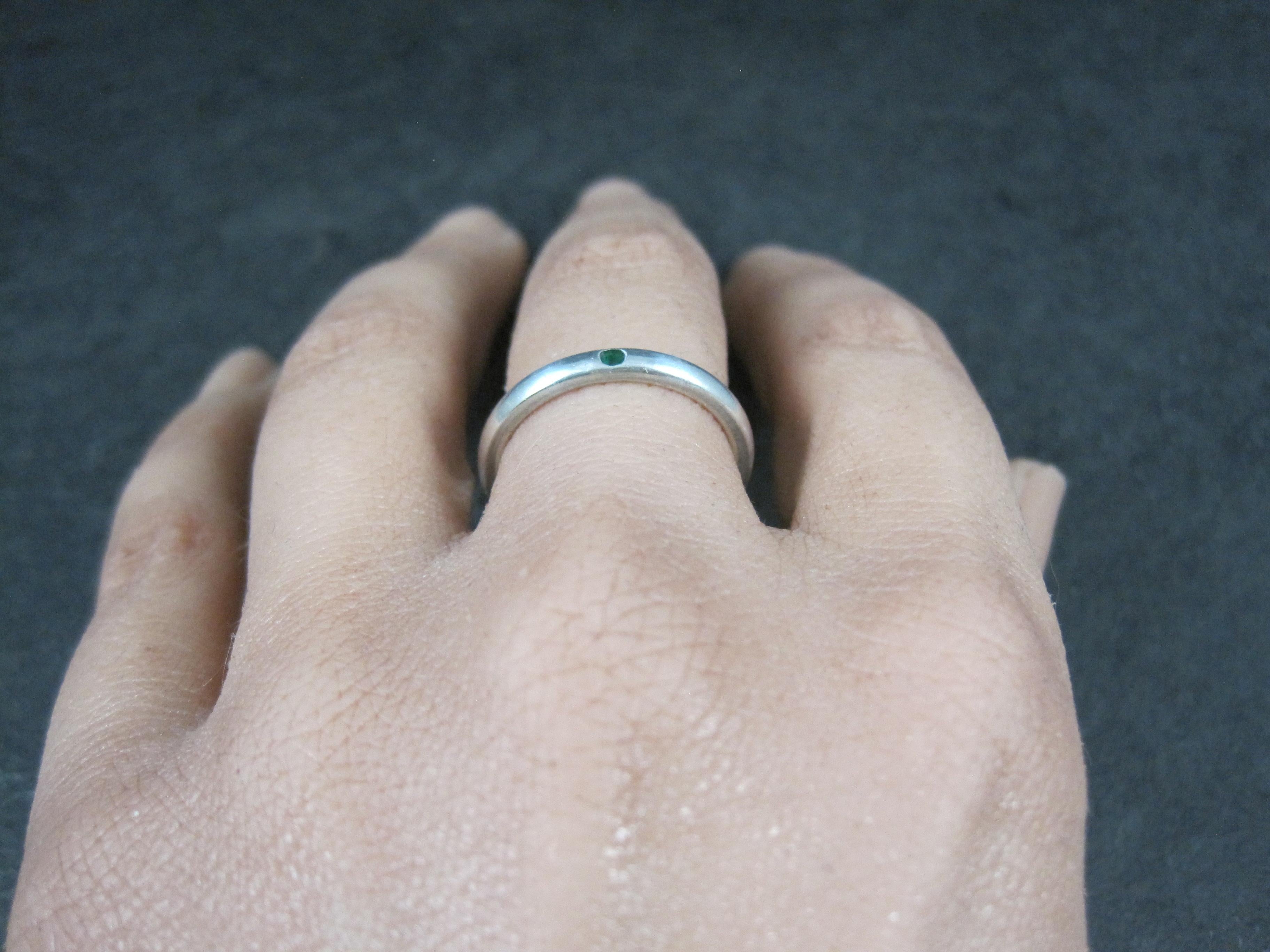 Tiffany & Co Sterling Emerald Band Ring Size 6.5 Elsa Peretti For Sale 1