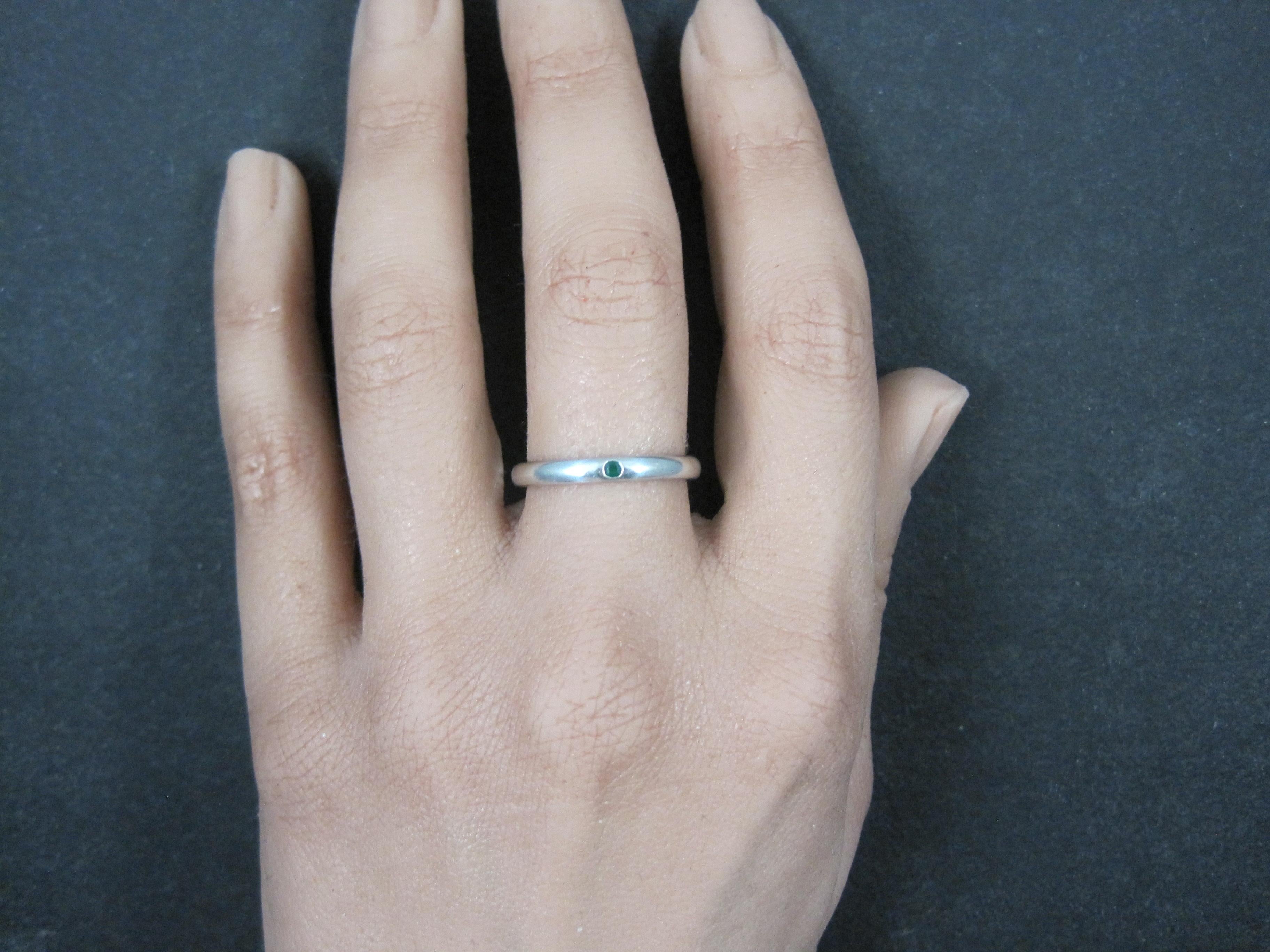 Tiffany & Co Sterling Emerald Band Ring Size 6.5 Elsa Peretti For Sale 2