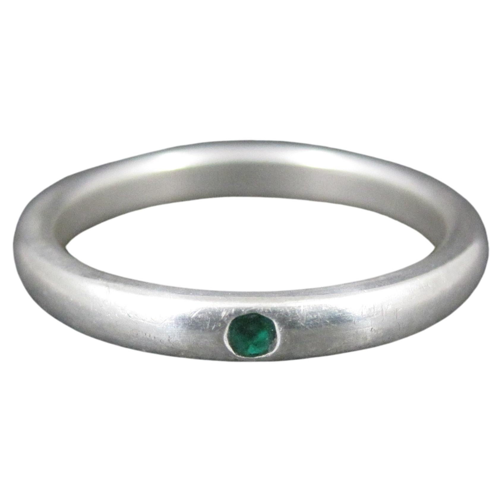 Tiffany & Co Sterling Emerald Band Ring Size 6.5 Elsa Peretti For Sale